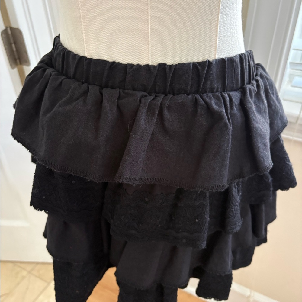 Aerie Black Ruffled Mini Skirt